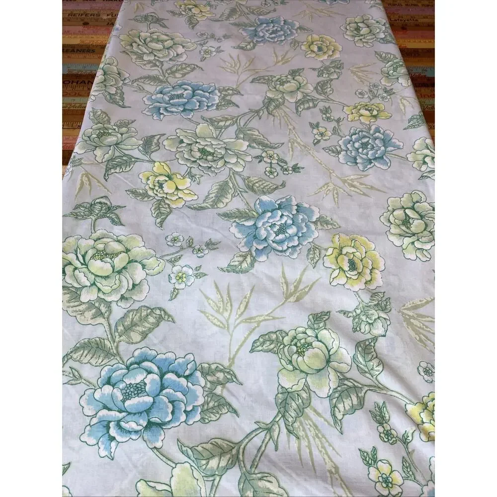 VTG Dan River Dantrel Full Sheet Set Cabbage Rose Floral Flat Fitted Case Retro